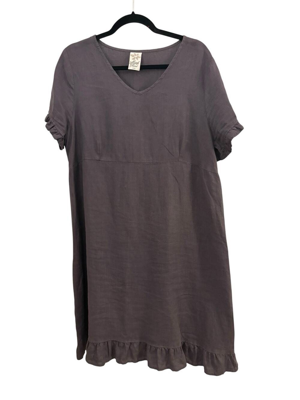 Match Point 100% Linen Dress MED Short Sleeve Made in USA Lagenlook Airy Boho